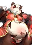 anthro belly black_body black_fur blush fur kemono male overweight overweight_anthro overweight_male red_body red_eyes red_fur simple_background solo white_background white_body white_fur chiro_(artist) fanfan bear giant_panda mammal 2011