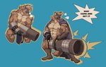 abs anthro biceps big_weapon male markings muscular muscular_anthro muscular_male nipples pecs solo spots spotted_body tail tongue tongue_out eruprior anothereidos_of_dragon_vein_r nitro_(anothereidos_r) hyena mammal hi_res