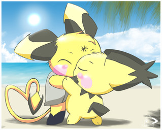 beach black_body black_fur blush cloud day duo eyes_closed fur gesture gloves_(marking) hand_on_another's_face head_tuft kissing leaf leg_markings long_tail markings pink_cheeks sand seaside shadow short_tail sky socks_(marking) spade_tail sun tail tail_gesture tail_heart tuft water yellow_body yellow_fur pichu90 nintendo pokemon chuchu_yang fan_character spiky-eared_pichu generation_2_pokemon pichu pokemon_(species) 2013 signature
