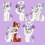 anthro arm_tuft blue_eyes cheek_tuft chest_tuft closed_smile duo elbow_tuft eyes_closed facial_tuft fur hair hug male markings mouth_closed nodding open_mouth open_smile orange_body orange_eyes orange_fur orange_hair pawpads pink_markings purple_background purple_nose purple_pawpads short_hair simple_background smile solo solo_focus tan_body tan_fur tuft whiskers white_body white_fur white_hair martinballamore felid mammal 1:1 absurd_res hi_res