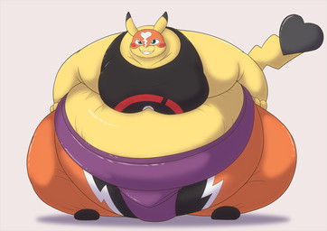anthro anthrofied asian_clothing belly big_belly big_breasts biped breasts clothing cosplay_pikachu_(costume) crop_top dipstick_ears dipstick_tail ear_markings east_asian_clothing fangs female front_view grey_background grey_eyes grin huge_belly hyper hyper_belly japanese_clothing leaning leaning_forward leggings legwear lucha_libre_mask markings mask mawashi morbidly_obese morbidly_obese_anthro morbidly_obese_female multicolored_ears obese obese_anthro obese_female overweight overweight_anthro overweight_female pokemorph shirt simple_background smile solo sports_mask sportswear standing sumo sumo_wrestler tail tail_markings teeth thick_thighs topwear wrestling_mask yellow_body shikizshigls nintendo pokemon fan_character pikachu_libre princess_kanna_(devsoftpaw) generation_1_pokemon pikachu pokemon_(species) 2024 digital_drawing_(artwork) digital_media_(artwork) full-length_portrait hi_res portrait