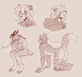 anthro group hair male raised_tail short_hair spots stripes tail rawefour aquatic deer domestic_cat felid feline felis leopard_seal maine_coon mammal pinniped procyonid raccoon seal bust_portrait digital_drawing_(artwork) digital_media_(artwork) portrait sketch sketch_page
