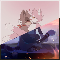 anthro anthro_on_anthro arms_around_partner arms_around_waist biped blush blush_lines breasts claws collar dipstick_tail duo eyelashes eyes_closed facial_markings female female_anthro female_on_top finger_claws from_front_position fur gloves_(marking) grey_body grey_ears grey_fur hand_behind_head head_markings heart_symbol interspecies kneeling leg_markings looking_pleasured male male/female male_anthro male_on_bottom markings mask_(marking) mastery_position multicolored_body multicolored_fur narrowed_eyes navel nipple_fetish nipple_play nipple_suck nipples nude nude_anthro nude_female nude_male on_bottom on_top open_mouth pawpads pink_body pink_ears pink_fur pink_nipples pink_pawpads pink_tail red_scarf red_tongue scarf sex sitting small_breasts socks_(marking) striped_body striped_fur striped_markings striped_tail stripes sucking tail tail_markings teeth toe_claws tongue two_tone_body two_tone_fur white_body white_breasts white_fur white_inner_ear white_markings white_tail white_tail_tip yellow_eyes ancesra darkmirage ancesra_(ancesra) quetzalli_(darkmirage) assimilative_feline felid feline mammal procyonid raccoon 1:1 2021 absurd_res artist_collaboration digital_media_(artwork) hi_res signature