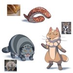 ambiguous_gender anthro blep brown_body brown_fur feral fur grey_body grey_fur group nude red_body red_scales reference_image scales simple_background standing tongue tongue_out trio whiskers white_background nibhaaz fakemon arabian_sand_boa boa_(snake) canid canine felid feline fox mammal pallas's_cat reptile sand_boa scalie snake tibetan_sand_fox true_fox 2022 digital_media_(artwork) photography_(artwork)