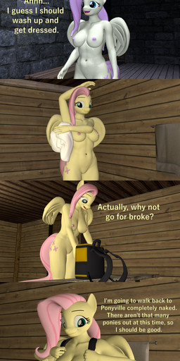 anthro backpack backpack_only breasts butt casual_nudity drying female genitals navel nipples nude nudist skinny_dipping solo streaking swimming_pool text towel vulva water wet wings papadragon69 friendship_is_magic hasbro my_little_pony mythology fluttershy_(mlp) equid equine horse mammal mythological_creature mythological_equine pegasus pony 3d_(artwork) absurd_res comic digital_media_(artwork) english_text hi_res source_filmmaker_(artwork)