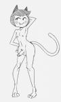 anthro fangs genitals humanoid_genitalia humanoid_penis male nipples penis solo teeth mhdrawin cartoon_network ok_k.o.!_let's_be_heroes purrcival domestic_cat felid feline felis mammal monochrome