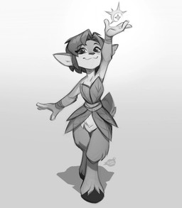4_fingers anthro biped closed_smile clothing eyebrow_through_hair eyebrows eyelashes eyelashes_through_hair female female_anthro fingers hair hooves leaf_clothing leaf_dress magic mouth_closed notched_ear plant_clothing plant_dress scut_tail short_tail smile smiling_at_viewer solo tail translucent translucent_hair unguligrade alaynakgray activision spyro_the_dragon elora faun_(spyro) mammal 2025 full-length_portrait hi_res monochrome portrait sketch