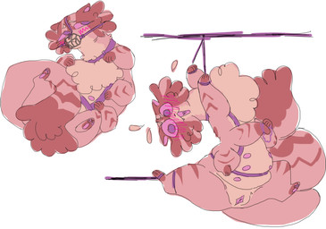 8_legs arms_tied bdsm blush bondage bound brown_body brown_fur female feral fur genitals multi_leg multi_limb multi_nipple muzzle_(object) muzzled nipples pink_nipples pink_vulva simple_background solo tail vulva white_background guncht mammal mustelid musteline