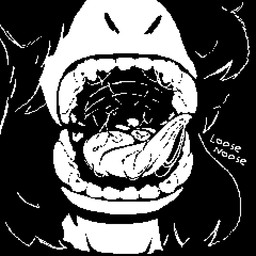 big_teeth big_tongue bodily_fluids eyeless female hair mouth_shot open_mouth saliva solo loose_noose deltarune mythology undertale_(series) susie_(deltarune) dragon mythological_creature mythological_scalie scalie digital_media_(artwork) pixel_(artwork) watermark