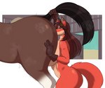 ambiguous_gender ambiguous_on_anthro anal anthro anthro_on_feral anthro_rimming_feral barn bestiality big_breasts big_butt breasts brown_hair butt canid canine clothing curvy_figure duo equid equine female female/ambiguous female_on_feral female_rimming_ambiguous feral fox gloves hair hand_on_butt handwear horse huge_breasts jamie_(novaduskpaw) male male_penetrated male_rimmed mammal oral penetration quadruped raised_tail rimming second_city_saint sex side_boob side_view stable tail wide_hips