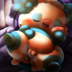 after_sex andromorph anthro blush bodily_fluids chibi cum cum_in_pussy cum_inside detailed_background genital_fluids genitals intersex lying on_back open_mouth overweight pussy sleeping solo spread_legs spreading vaginal_fluids brew_sleeper himitsu_no_cocotama hirake!_cocotama pillow_(cocotama) bear cocotama giant_panda mammal absurd_res hi_res