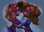 after_kiss anthro anthro_on_anthro bodily_fluids clothed clothing duo eyeshadow female female/female french_kissing hair kissing makeup saliva saliva_string tongue anonymous_artist activision crash_bandicoot_(series) crash_team_racing_(series) crash_team_racing_nitro-fueled isabella_bandicoot tawna_bandicoot bandicoot mammal marsupial digital_media_(artwork) digital_painting_(artwork) hi_res painting_(artwork)