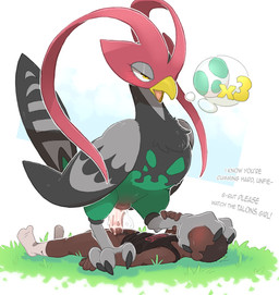 animal_genitalia animal_vulva balls beak bestiality blush bodily_fluids bottomless brown_body brown_penis brown_skin claws cloaca cloacal cloacal_penetration clothed clothing cum cum_in_cloaca cum_inside dialogue duo egg erection feathers feet female female_feral female_penetrated feral feral_penetrated foot_fetish foot_on_face foot_play genital_fluids genitals grass hair human_on_feral human_penetrating human_penetrating_feral humanoid_genitalia humanoid_penis impregnation_attempt interspecies larger_female larger_feral larger_penetrated male male/female male_human male_on_feral male_penetrating male_penetrating_female mismatched_sexual_dimorphism nude open_mouth penetration penile penile_penetration penis plant pokemon_egg pubes sex simple_background size_difference smaller_human smaller_male tail tail_feathers talons text toes tongue topwear topwear_only vulva wings backsash nintendo pokemon avian bird generation_5_pokemon human mammal pokemon_(species) unfezant 2026 digital_media_(artwork) english_text hi_res