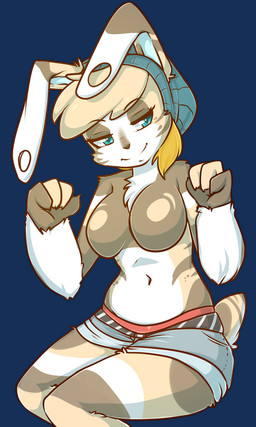 blonde_hair breasts brown_fur female fur green_eyes hair lagomorph mammal rabbit smile solo topless white_fur zyira
Rating: Questionable
Score: 12
User: xXK1T5UN3Xx
Date: April 21, 2014