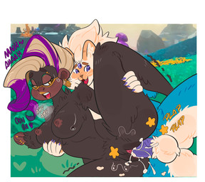 anthro bodily_fluids duo female genital_fluids genitals male male/female nipples penetration penis sex vaginal vaginal_penetration vulva magikarpii donkey_kong_(series) donkey_kong_bananza nintendo poppy_kong haplorhine mammal monkey primate absurd_res adobe_photoshop_(artwork) digital_media_(artwork) hi_res