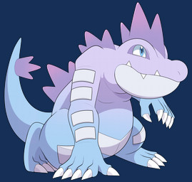armor back_spikes big_mouth_(anatomy) blue_body body_armor claws feral finger_claws gradient head_spikes kneeling on_one_knee sharp_teeth snout solo spiked_tail spikes spikes_(anatomy) tail teeth toe_claws achromatic nintendo pokemon feraligatr generation_2_pokemon pokemon_(species) alpha_channel hi_res monochrome