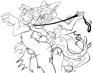 abdominal_bulge anthro anthro_on_anthro asphyxiation bdsm canon_couple collar duo female hair inner_ear_fluff leash male male/female planet questionable_consent tail terralien_npc tuft pado_nik666 dr._scope lydia_(terralien) terralien absurd_res hi_res monochrome sketch