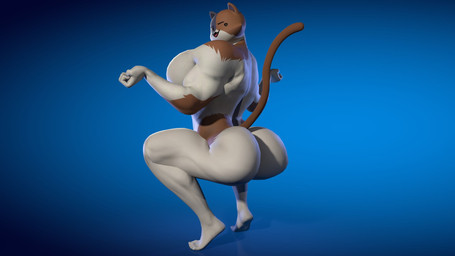 anthro big_butt big_muscles big_pecs black_eyebrows blue_background butt crouching eyebrows fangs fur looking_back male muscular muscular_anthro muscular_male nude_anthro nude_male open_mouth pecs rear_view simple_background solo tail teeth white_body white_fur sour_guy0 epic_games fortnite meowscles calico_cat domestic_cat felid feline felis mammal 16:9 2026 3d_(artwork) digital_media_(artwork) english_description hi_res widescreen
