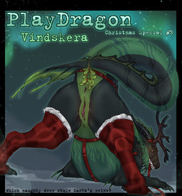 anus black_body black_claws black_scales butt claws female feral genitals green_body green_scales inner_labia long_inner_labia looking_at_viewer mistletoe mistletoe_on_crotch pink_anus pink_vulva plant presenting presenting_vulva raised_tail scales solo tail text vulva viurrr mythology vindskera dragon mythological_creature mythological_scalie scalie english_text hi_res