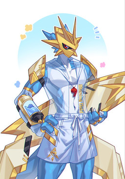 anthro armor athletic athletic_anthro athletic_male athletic_wear blue_body claws clothing gloves handwear headgear helmet holding_object horn male multicolored_body multicolored_skin pecs red_eyes sholder_pads solo surfboard swimming_trunks swimwear tail toy toy_gun translucent translucent_clothing water_gun whistle_(object) white_body confeito000_333 bandai_namco digimon mythology digimon_(species) dragon humanoid magnamon mythological_creature mythological_scalie scalie 2025 digital_drawing_(artwork) digital_media_(artwork) hi_res
