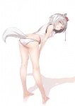 bare_shoulders barefoot bent_over butt clothing feet female grey_hair hair hat headgear headwear knee_pit looking_back panties pink_eyes rear_view short_hair sleeveless sleeveless_shirt solo tail tokin_hat underwear white_clothing white_hair white_panties white_underwear katsuhiro touhou momiji_inubashiri animal_humanoid canid canid_humanoid canine canine_humanoid canis dog_humanoid domestic_dog humanoid mammal mammal_humanoid hi_res