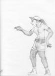 arania breast_expansion breasts claws clothed clothing expansion female footwear hat headgear headwear humanoid mammal monochrome ranger shocked shoes solo transformation undressing