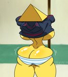 breasts butt clothed clothing clothing_lift cosplay female for_a_head illuminati not_furry nude panties pyramid shirt shirt_lift solo topwear underwear undressing drawsputin kill_la_kill studio_trigger ms._illumine ryuko_matoi humanoid object_head absurd_res hi_res widescreen