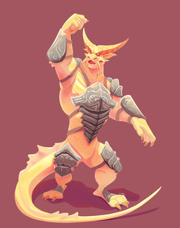 anthro armor brown_background front_view horn male muscular muscular_anthro muscular_male nude open_mouth red_tongue simple_background solo standing tail tongue yellow_body yellow_eyes yellow_horn yellow_tail chocolateandmilk mythology dragon mythological_creature mythological_scalie scalie 2019 dated full-length_portrait hi_res portrait signature