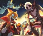 anthro bone clothed clothing costume female fur green_eyes group hat headgear headwear holidays magic_user male orange_body orange_fur pronounced_browridge simple_background skeleton vampire_costume witch witch_hat gidora_(artist) disney halloween mythology the_nightmare_before_christmas zootopia jack_skellington judy_hopps nick_wilde zero_(tnbc) animated_skeleton canid canine canis domestic_dog european_rabbit fox ghost lagomorph leporid mammal mythological_canine mythological_creature oryctolagus rabbit red_fox spectral_dog spirit true_fox undead 2017 crossover