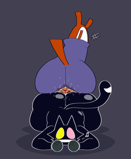 ambiguous_gender anthro big_butt biped bodily_fluids butt butts_touching dominant dominant_ambiguous emanata facesitting female female/ambiguous grey_background group musical_note musical_symbol simple_background sitting_on_another squish submissive submissive_female sweat sweaty_butt symbol tail trio ti-ling deltarune undertale_(series) cat_mike_(deltarune) noelle_holiday tao_(deltarune) deer mammal new_world_deer reindeer digital_media_(artwork) hi_res