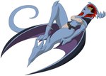 anklet belt belt_buckle breasts buckle crown female hair headgear jewelry lying midriff nipple_outline on_back red_hair solo tail wings gojirag disney gargoyles demona_(gargoyles) gargoyle humanoid absurd_res hi_res