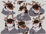 anthro antler_removal antlers clothing fur grey_clothing grey_jacket grey_topwear hair holidays horn horn_removal jacket male shed_antlers smile solo topwear watery_eyes heckded deer mammal new_world_deer reindeer 2021 digital_media_(artwork) shaded