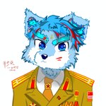 army_uniform cccp clothing male medal necktie qikeran russian solo soviet_union suit bujianjun canid canine canis humanoid hybrid mammal wolf wolfdog 1:1 absurd_res hi_res