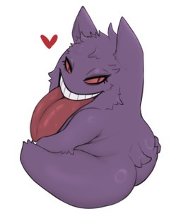animal_ears arm_tuft big_butt big_tongue blush blush_lines bodily_fluids butt butt_grab cheek_tuft elbow_tuft facial_tuft female glistening glistening_butt glistening_shoulders hand_on_butt head_tuft heart_reaction looking_at_viewer looking_back open_mouth open_smile paws pubic_fuzz pupils purple_body red_sclera saliva saliva_on_tongue scut_tail short_tail simple_background sitting slit_pupils smile solo tail tongue tongue_out tuft hewa nintendo pokemon generation_1_pokemon gengar pokemon_(species) 2026 hi_res