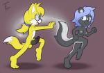 anthro areola balls big_breasts breasts duo erection erect_nipples female grey_nipples male nipples penis the_other_half audrey_(mileymouse) miles_yellow canid canine fox mammal mephitid skunk 2016 digital_media_(artwork)