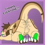 3_toes anthro anus ass_up backsack balls blush bodily_fluids brown_hair butt claws cum cum_drip cum_in_ass cum_inside dipstick_toes dripping drooling feet genital_fluids genitals gradient_background green_nose green_pawpads green_tongue hair male pawpads purple_background raised_tail rear_view saliva simple_background solo spiral spiral_eyes tail toes tongue tongue_out white_claws kingdraws king_(king21) kangaroo macropod mammal marsupial hi_res