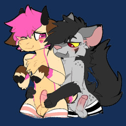 alternative_fashion anthro blush clothing duo emo femboy femboy/femboy genitals hug humanoid_genitalia humanoid_penis legwear looking_at_genitalia looking_at_penis male male/male penis smaller_on_bottom stroking_penis thigh_highs skyl4378 nintendo pokemon fan_character bovid caprine generation_3_pokemon goat hyena mammal mightyena pokemon_(species) 1:1 alpha_channel