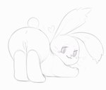 2021 anus butt digital_drawing_(artwork) digital_media_(artwork) female feral genitals kekitopu lagomorph leporid long_ears looking_at_viewer looking_back luma mammal mario_bros monochrome nintendo presenting presenting_hindquarters pussy rabbit semi-anthro simple_background solo star_bunny super_mario_galaxy white_background