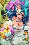 arthropod beads bouquet breasts butterfly cleavage clothed clothing colored_nails cover cover_art cover_page domestic_cat dress duo felid feline felis female feral humanoid insect lepidopteran magazine_cover mammal nails official_art reiq tuxedo_cat wedding_dress