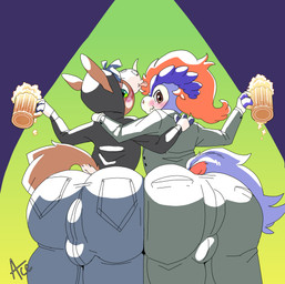 ace_the_mudbray alcohol anthro anus beverage bottomwear bulge butt clothing container cup denim denim_bottomwear denim_clothing drinking_alcohol drinking_glass drunk duo glass glass_container glass_cup hoodie jeans male male/male pants pint_glass presenting presenting_hindquarters puffy_anus raised_tail substance_intoxication suit suit_jacket tail topwear undressing tsunderace nintendo pokemon generation_5_pokemon generation_7_pokemon keldeo keldeo_(ordinary_form) legendary_pokemon mudbray pokemon_(species) hi_res
