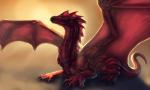 ambiguous_gender claws detailed_scales feral looking_at_viewer membrane_(anatomy) membranous_wings nude red_body red_scales scales simple_background smile solo spread_wings tail wings yellow_eyes aaros mythology dragon mythological_creature mythological_scalie scalie detailed