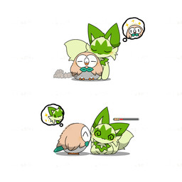 ^w^ ambiguous_gender blush daww duo eyes_closed feathers feral fur gameplay_mechanics green_body green_ears green_fur green_tail gui health_bar kemono licking loaf pecking simple_background sparkles spiral spiral_eyes tail tail_motion tailwag tan_body tan_feathers thought_bubble tongue white_background white_body tontaro nintendo pokemon avian bird felid feline generation_7_pokemon generation_9_pokemon mammal pokemon_(species) rowlet sprigatito 1:1 2d_animation animated frame_by_frame signature watermark
