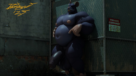 anthro balls barazoku belly big_penis genitals gesture hand_gesture looking_at_viewer male musclegut muscular navel nipples nude nude_anthro nude_male open_mouth penis pointing pointing_down sign solo text domizoni wolke_(modeler) bara_rat_(wolke) mammal murid murine rat rodent 16:9 2025 3d_(artwork) blender_(artwork) digital_media_(artwork) english_text hi_res widescreen