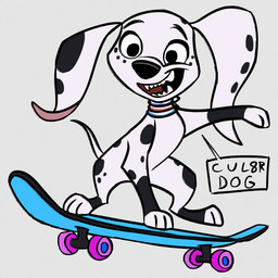 black_nose black_spots blue_skateboard collar fangs female feral floppy_ears freckled_face freckles fur leg_markings markings orange_collar skateboard skateboarding socks_(marking) solo spots spotted_body spotted_fur teeth toony vehicle white_body white_fur mandrawsdog 101_dalmatian_street 101_dalmatians disney dolly_(101_dalmatians) canid canine canis dalmatian domestic_dog mammal 1:1 hi_res