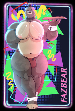 5_fingers anthro belly big_arms big_muscles big_pecs blue_eyes bow_tie brown_body brown_fur bulge clothed clothing colorful_background cuff_links fingers food fur glistening glistening_pecs glowing glowing_eyes hat headgear headwear holding_object looking_at_viewer machine male muscular muscular_arms navel nipples pecs pizza raised_arm skimpy slightly_chubby solo text thick_thighs top_hat underwear underwear_only ryanburr five_nights_at_freddy's scottgames freddy_(fnaf) bear mammal english_text hi_res