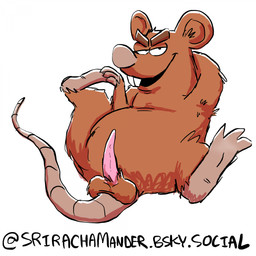 anthro balls balls_on_tail biped brown_body brown_fur erection fur genitals male open_mouth penis simple_background slightly_chubby solo tail white_background srirachamander mammal murid murine rat rodent 1:1 2026 hi_res