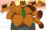 anthro belly big_belly bodily_fluids clothing male moobs necktie nipples overweight overweight_male solo sweat underwear giveme2dolars animal_crossing nintendo tom_nook_(animal_crossing) canid canine mammal raccoon_dog tanuki 2025 hi_res