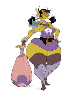 armor black_hair clothing club_(weapon) ear_piercing female freckles green_body green_skin hair hand_on_hip huge_hips huge_thighs humanoid_pointy_ears melee_weapon not_furry pauldron piercing pigtails pointy_ears red_eyes sharp_teeth simple_background solo standing teeth thick_thighs tusks weapon white_background wide_hips yellow_sclera slb orchidea_(slb) humanoid orc digital_media_(artwork) hi_res signature