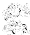 fangs male muscular muscular_humanoid muscular_male nipples pecs solo teeth vein veiny_muscles raymond158 blizzard_entertainment warcraft rehgar_earthfury_(warcraft) humanoid orc monochrome