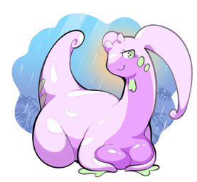 all_fours antennae_(anatomy) anthro areola bedroom_eyes belly blush bodily_fluids bottom_heavy breasts curled_tail eyelashes female long_neck looking_down narrowed_eyes nude raining seductive simple_background slightly_chubby slightly_chubby_female slime tail thick_tail thick_thighs oposa mythology nintendo pokemon dragon generation_6_pokemon goodra mythological_creature mythological_scalie pokemon_(species) scalie 2025 absurd_res hi_res